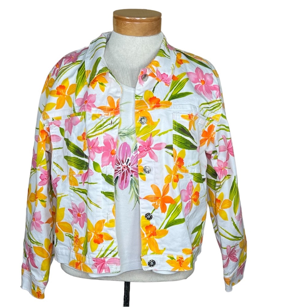 Impulse Women’s Jean Style Floral Jacket & Embellished Shirt Set Petite Medium